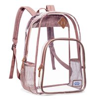 NiceEbag Clear Backpack Heavy Duty Clear Bookbag Large See Through Backpack for Women and Men Stadium Approved Transparent Bag for College Work Travel,Rose Gold