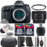 Canon EOS 5D Mark III DSLR Full Frame 22.3MP Camera + EF 50mm f/ 1.8 STM Lens + 64GB Storage + Wrist Grip Strap + Case + UV Filter + Card Reader - International Version