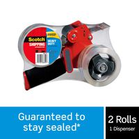 Scotch Packaging Tape Dispenser with 2 Rolls of Heavy Duty Shipping Packaging Tape, Designed for Standard 3" Core Rolls, Foam Handle, Retractable Blade and Adjustable Brake (3850-2ST)