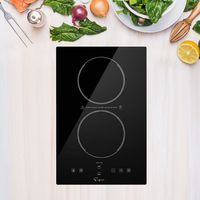 Empava Electric Stove Induction Cooktop Vertical with 2 Burners Vitro Ceramic Smooth Surface Glass in Black 120V, 12 Inch