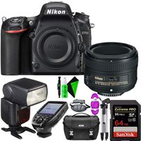 Nikon D750 DSLR Camera (Body Only) + Nikon 50mm 1.8G AF-S Lens + 64GB PRO Memory Card + GODOX Flash (TTL) with Built-in Receiver + TTL Wireless Transmitter