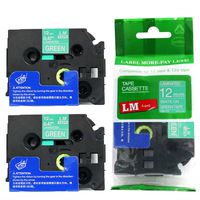 2/Pack - LM Tapes Compatible TZe-735 White on Green p-Touch Label Tape, 12mm Laminated replacment TZe735 Tape, TZ735 0.47" White Ink on Green Label with a Great Color/Size Guide.