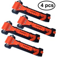 BlueSkyBos 4-Pack Auto Window Hammer Seat Belt Cutter for Emergency Escape Tool (2-in-1 4 Pack, Red)