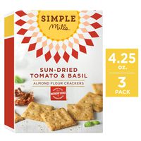 Simple Mills Almond Flour Crackers, Sundried Tomato & Basil, 4.25 Ounce (Pack of 3)