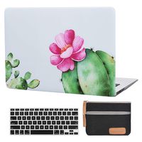 MacBook Air 13 inch Case A1369 A1466 Laptop Hard Case Cactus Matte Rubberized Hard Shell Case Cover (Modal: A1369 & A1466) with A1369 A1466 Silicon Keyboard Cover and Small Pouch-Cactus&Red Flower