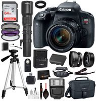 Canon EOS Rebel T7i DSLR Camera with 18-55mm Lens + 500mm Preset f/8 Lens with T-Mount Adapter + 18PC Professional Bundle Deal: Includes - SanDisk 64gb SD Card + Canon Shoulder Bag + More
