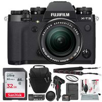 Fujifilm X-T3 Mirrorless Digital Camera (Black) and 18-55mm Lens Kit with 32GB Card and Tripod Accessory Bundle