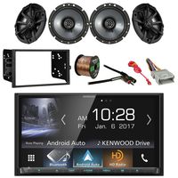 Kenwood DDX9704S 2-DIN DVD/CD/AM/FM Car Stereo Receiver w/Kicker 6-3/4" 600W SPKR(2-Pairs), Metra 2DIN Dash Kit for Radio, Metra Antenna Adapter, Metra Radio Wiring Harness & Enrock 16G 50' SPKR Wire