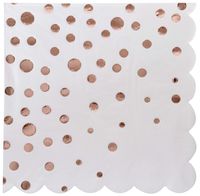 100 Rose Gold Polka Dot Napkins on Scalloped Edge Napkin Rose Gold Foil Paper Disposable Luncheon Napkins for Birthday Party Wedding Dinner Baby Bridal Shower Anniversary Christmas Confetti Supplies
