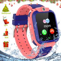 PTHTECHUS Kids Waterproof Smart Watch Phone, LBS/GPS Tracker Wrist Watch with SOS Alarm Clock Camera Touch Screen Smartwatch for 3-12 Year Old Children Girls Boys Compatible for Android iOS (Pink)