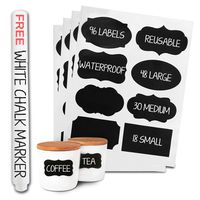 96 Premium Chalkboard Labels Bulk - Free Erasable Chalk Pen - Dishwasher Safe Chalk Board Mason Jar Labels - Removable Waterproof Blackboard Sticker Label for Jars Glass Bottle Kids