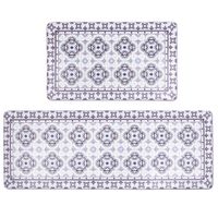 Pauwer Anti Fatigue Kitchen Rug Sets 2 Piece Non Slip Kitchen Floor Mats Cushioned Comfort Standing Mat Waterproof Kitchen Runner Rug Set 17"x47"+17"x28"
