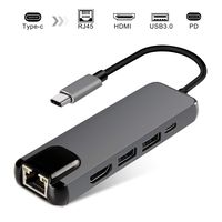 USB C Hub Adapter, avedio links Multiport Adapter USB Type C to HDMI Output, 2 USB 3.0 Ports[Pass-Through Charging],100M RJ45 Ethernet, USB C Power Charging for MacBook Pro,Chromebook, Phone,Hard Flas