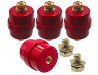 LBY 4pcs Busbar Insulator, SM-40 Polyester Standoff Insulators with Screw(M8), High-Strength Busbar Insulator Supporter, Resin(Red)