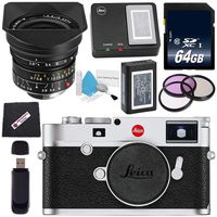 Leica M10 Digital Rangefinder Camera (Silver) + Leica Super-Elmar-M 18mm f/3.8 ASPH. Lens + 77mm 3 Piece Filter Kit + 64GB SDXC Card + Card Reader + Microfiber Cloth Bundle