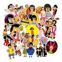 34 Pcs Cartoon Bob's Burgers Stickers for Laptop Water Cup Motorcycle Bicycle Skateboard Luggage