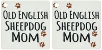 3dRose Old English Sheepdog Mom - Sheep Dog - Doggie by breed - brown paw prints doggy lover - Key Chains, 2.25 x 2.25 inches, set of 2 (kc_154165_1)