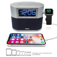 iHome iWBT400 Bluetooth Dual Alarm FM Clock Radio with Speakerphone, Apple Watch Charging and USB Charging
