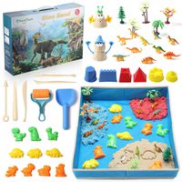 Theefun Play Sand Kit for Kids ,3lbs PlaySand with 3 Colors , Free Sandbox with Shaping Molds, Marine Animal Figures , Non-Toxic Sand Set for Boys and Girls