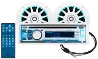 BOSS Audio Systems MCK762BRGB.6 Receiver Speaker Package, Bluetooth, CD MP3 USB SD AM FM Marine Stereo, Detachable Front Panel, Wireless Remote, 2 6.5 Inch Speakers, Antenna