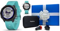 Garmin Forerunner 245 Music (Aqua) Gift Box Bundle | +HD Screen Protectors (x4), USB Car/Wall Adapters & Case | 2019, VO2 Max, Spotify