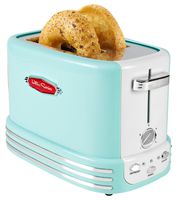 Nostalgia RTOS200AQ New and Improved Retro Wide 2-Slice Toaster Perfect For Bread, English Muffins, Bagels, 5 Browning Levels, With Crumb Tray & Cord Storage - Aqua