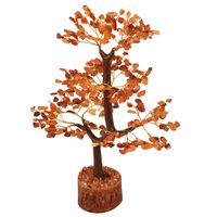 Crocon Carnelian Gemstone Money Tree Feng Shui Bonsai for Reiki Healing Chakra Stone Balancing Energy Generator Spiritual Meditation Home Interior Office Decor Size 10-12 Inch