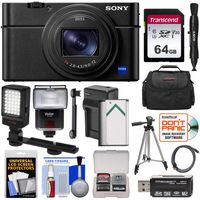 Sony Cyber-Shot DSC-RX100 VI 4K Wi-Fi Digital Camera with 64GB Card + Battery & Charger + Case + Flash + Video Light + Tripod + Kit