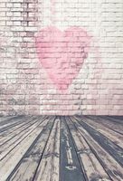 Muzi Brick Wall Photography Backdrops Wood Floor Valentine's Day Background Photo Studio Props 5x7ft D-1496