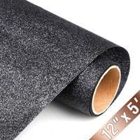 Glitter Heat Transfer Vinyl Rolls 12inx5ft, Iron on Vinyl Compatible with Silhouette Cameo & Cricut by TransWonder(Black)