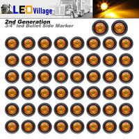 LEDVILLAGE 50 Pcs 2nd Generation 3/4 Inch Mount Amber LED Bullet Marker Lights, Side Led Marker for Truck Boat SUV ATV Bike Trailer Marine