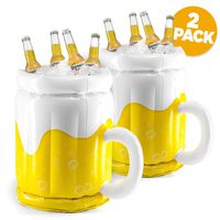 18" Inflatable Cooler, Beer Cooler for Parties, Luau Party Supplies for Adults 2 Pack Summer Party Decorations, Inflatable Beer Mug for Beach Pool Parties, Inflatable bar Cooler (2 Pack)