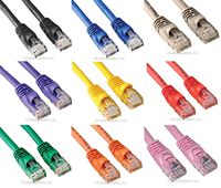 Cable Builders Cat6 Gigabit Ethernet Network 1 FT Patch Cable Assorted Colors 1FT 10-Pack Category 6 RJ45 8P8C Molded Connectors 1' Qty 10 LOT, 10 Pack