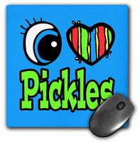 3dRose LLC LLC 8 x 8 x 0.25 Inches Mouse Pad, Bright Eye Heart I Love Pickles (mp_106384_1)
