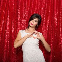 RED Sequin Taffeta Fabric Photography Backdrop, Sequin Photo Booth Backdrop, Sequin Drape - MADE IN USA - Select from 3 Sizes. (5ft x 6ft)