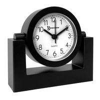 Timekeeper Desktop Swivel Clock for Desk | Shelf | Tabletop, Black Frame w/White Face