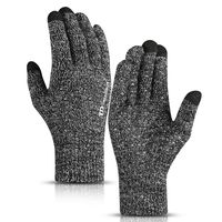 TRENDOUX Driving Gloves, Unisex Knit Winter Touchscreen Glove Men Women Texting Smartphone - Elastic Cuff - Thermal Wool Lining - Stretchy Material Black White - L