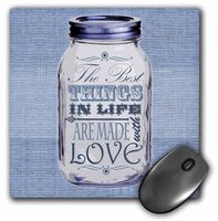 3dRose LLC 8 x 8 x 0.25 Inches Mouse Pad Mason Jar on Burlap Print Blue Gifts for The Cook (mp_128509_1)