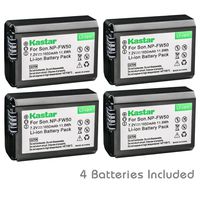 Kastar Battery (4-Pack) for Sony NP-FW50, BC-VW1, BC-TRW and Alpha 7, a7, a7R, a3000, a5000, a6000, NEX-3, NEX-5, NEX-6, NEX-7, NEX-C3, NEX-F3, SLT-A33, SLT-A35, SLT-A37, SLT-A55V, Cyber-shot DSC-RX10