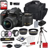 Nikon D3500 DSLR Camera with AF-P DX NIKKOR 18-55mm f/3.5-5.6G VR Lens + Deluxe DSLR Camera Case + 32GB Extreme Memory Bundle (24pcs)