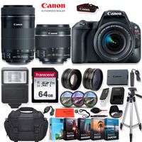 Canon EOS Rebel SL2 DSLR Camera with EF-S 18-55mm & 55-250mm STM Lens + Accessory Kit - Vlogging/Photo Editing Software Package, 64GB Memory Card, Flash, Case, Filters & More