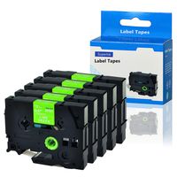 SuperInk 5 Pack Laminated White on Lime Green Label Tapes Compatible for Brother TZe-MQG35 TZ-MQG35 TZ TZe 12mm 0.47'' P-Touch Labeling Work with PT-H110 PT-H100 PT-D210 PT-D400 PT-D600 Label Maker