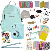 Instax Mini 9 Camera Travel Bundle - 60 Piece Accessory Kit with Shoulder Bag, 20 Sheets of Film, Lens Cleaning Cloth, Strap, Washi Tape, Stickers, Photo Frames + Album - Ice Blue - by Outlook 2020