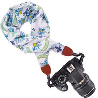 Wolven Soft Scarf Camera Neck Shoulder Strap Belt Compatible with All DSLR/SLR/Digital Camera (DC)/Instant Camera/Nikon/Canon/Sony/Olympus/Leica/Fujifilm Etc, Blue Floral Pattern