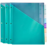 AmazonBasics Two Pocket Plastic Dividers, 8 Tab Set, Multicolor, Pack of 3 Sets