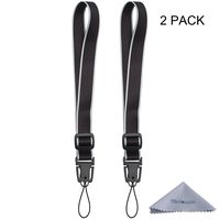 Camera Wrist Strap, Wisdompro 2 Pack Adjustable Length, Polyester Wrist Lanyard with Oval Clip and Detachable Buckle for Cameras, Binoculars, Flash Drives, Keys, Badge Holders - Black and Powder Blue