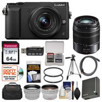 Panasonic Lumix DMC-GX85 4K Wi-Fi Digital Camera & 12-32mm (Black) with 45-150mm Lens + 64GB Card + Case + Battery + Tripod + Tele/Wide Lens Kit