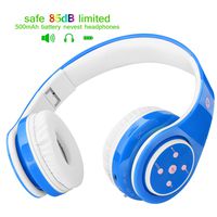 Kids Headphones Bluetooth Wireless 85db Volume Limited Childrens Headset, up to 6-8 Hours Play, Stereo Sound, SD Card Slot, Over-Ear and Build-in Mic Wireless/Wired Headphones for Boys Girls(Blue)