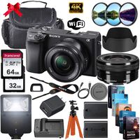 Sony Alpha a6400 Mirrorless Digital Camera with 16-50mm Lens + 64GB & 32GB Memory Cards, Sturdy Equipment Carrying Case, Spider Tripod, Camera Flash, Software Kit and More