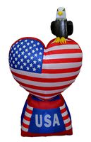 BZB Goods 5 Foot Tall Patriotic Independence Day 4th of July Inflatable Love Heart with American Flag and Bald Eagle LED Blow Up Lighted Decor Indoor Outdoor Holiday Art Decor Decorations